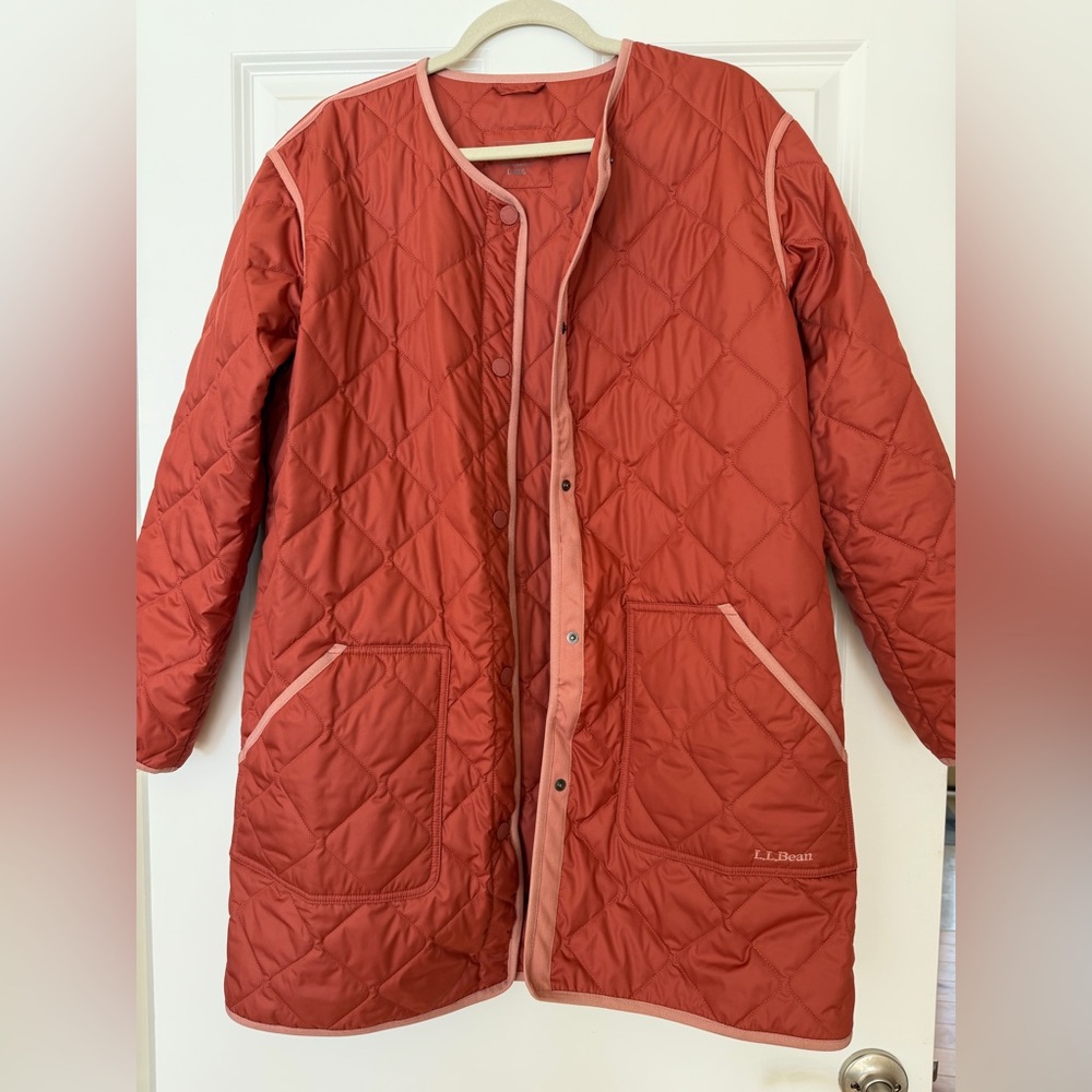 L.L. Bean Women's Quilted Puffer Jacket undercoat - Rust large regular like new